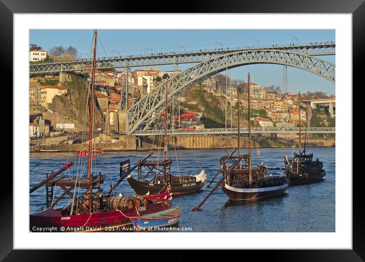 Douro Riverside in Porto Framed Mounted Print by Angelo DeVal