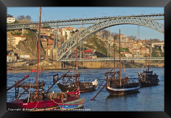 Douro Riverside in Porto Framed Print by Angelo DeVal
