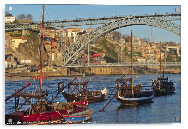 Douro Riverside in Porto Acrylic by Angelo DeVal