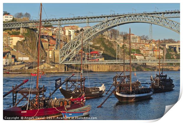 Douro Riverside in Porto Print by Angelo DeVal