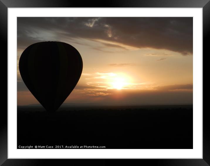 Photo of an Air Balloon with the sun setting over  Framed Mounted Print by Matt Cass