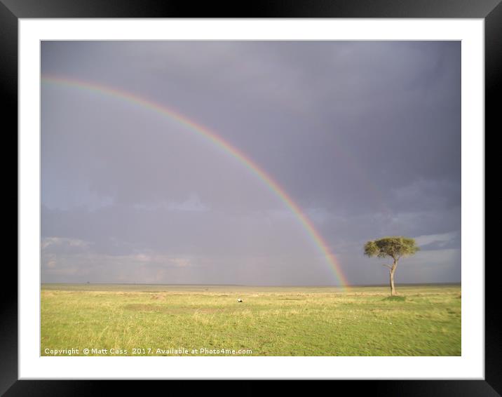 Photo of a rainbow over the plains of the Masai Ma Framed Mounted Print by Matt Cass