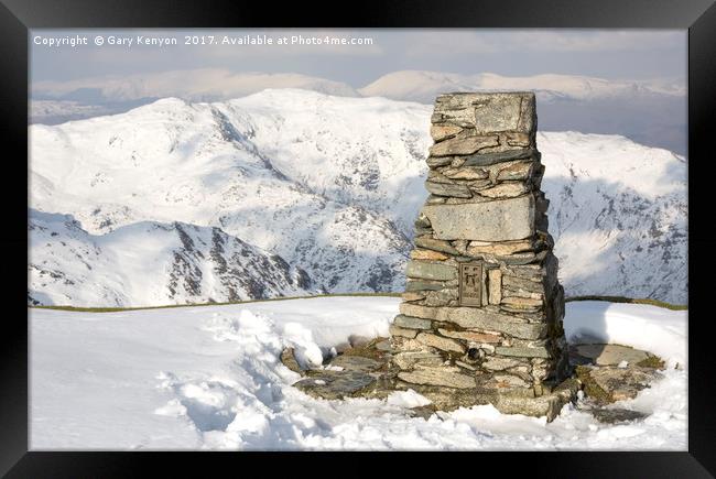 The Old Man Of Coniston Trig Point Framed Print by Gary Kenyon