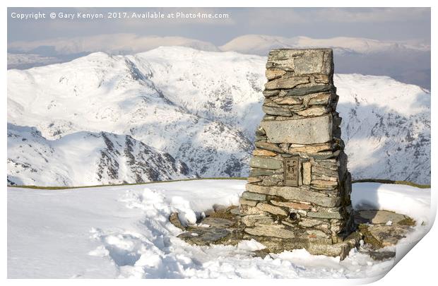 The Old Man Of Coniston Trig Point Print by Gary Kenyon