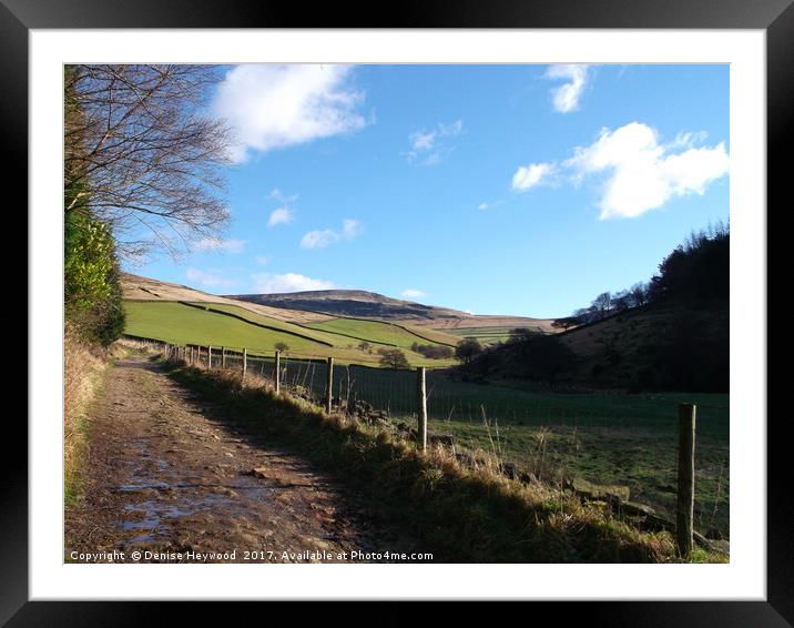 Lane to Mossy Lea Framed Mounted Print by Denise Heywood