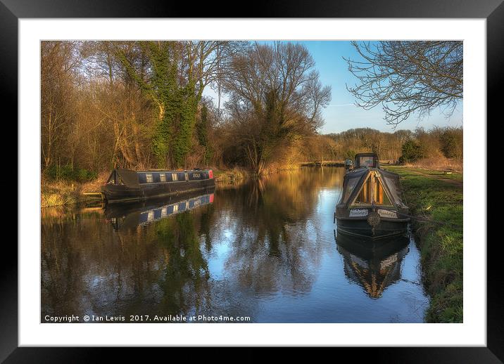 Narrow Boats At Woolhampton Framed Mounted Print by Ian Lewis