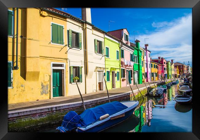 Boats in Burano Framed Print by Darryl Brooks