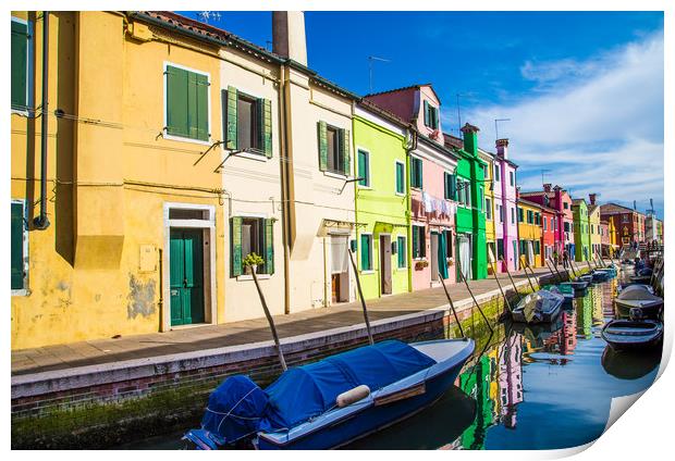 Boats in Burano Print by Darryl Brooks
