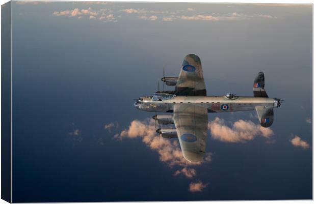 Kangaroo nose art Lancaster W5005 over water Canvas Print by Gary Eason