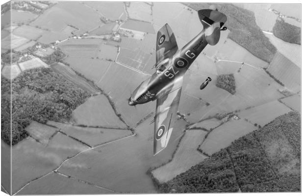 Dive bombing Spitfire XVI, B&W version Canvas Print by Gary Eason