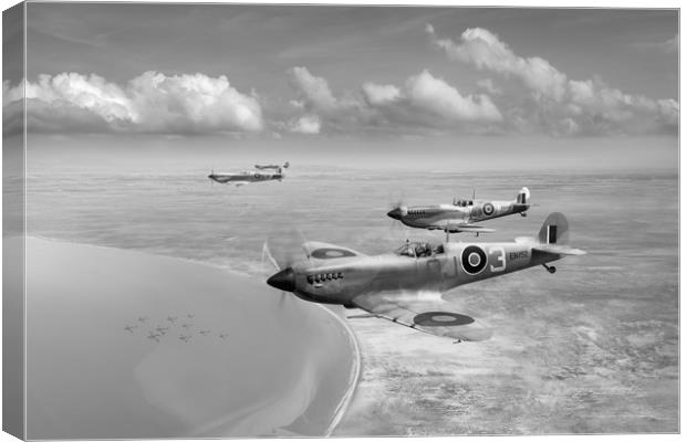 Spitfires over Tunisia B&W version Canvas Print by Gary Eason