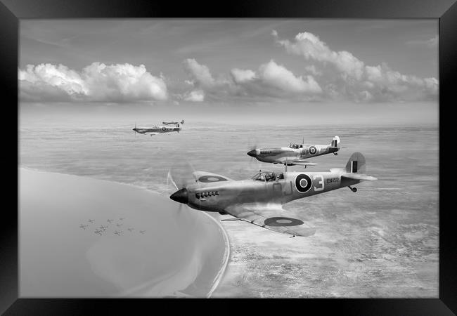 Spitfires over Tunisia B&W version Framed Print by Gary Eason