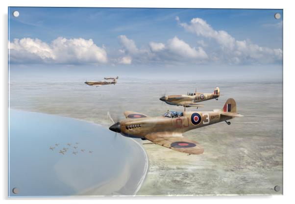 Spitfires over Tunisia Acrylic by Gary Eason