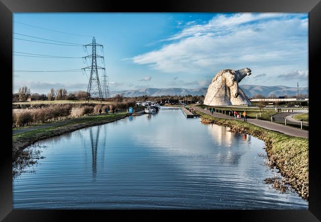 Kelpies View Framed Print by Valerie Paterson