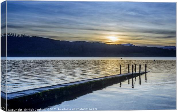Sunset over Lake Windermere Canvas Print by Nick Jenkins