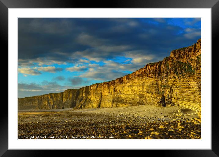 Nash Point Cliffs early evening Glamorgan Coast Framed Mounted Print by Nick Jenkins