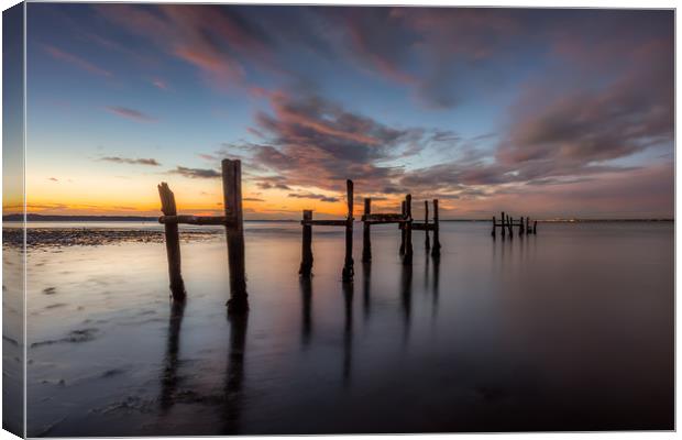 Binstead Jetty Sunset Isle Of Wight Canvas Print by Wight Landscapes