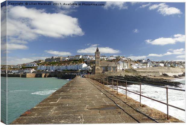Porthleven from the Stone Pier. Canvas Print by Lilian Marshall