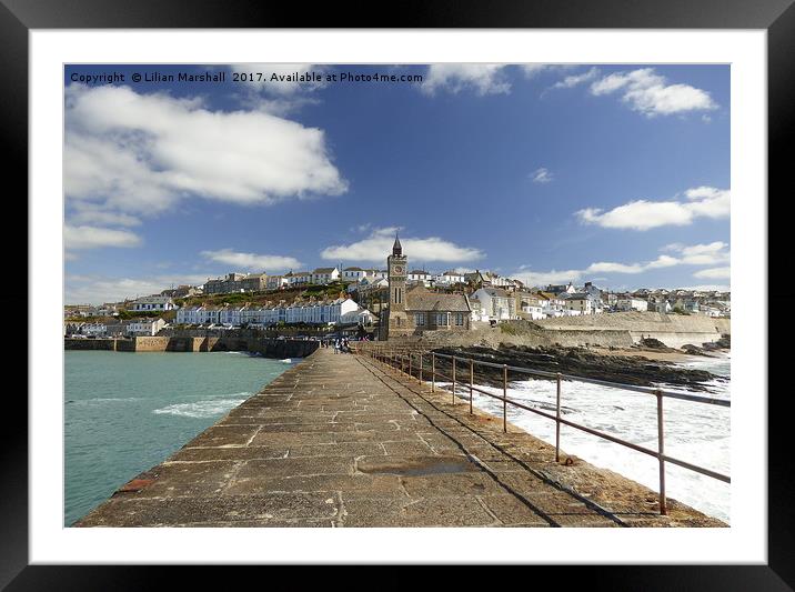 Porthleven from the Stone Pier. Framed Mounted Print by Lilian Marshall