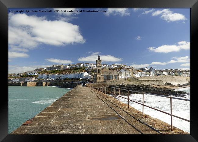 Porthleven from the Stone Pier. Framed Print by Lilian Marshall