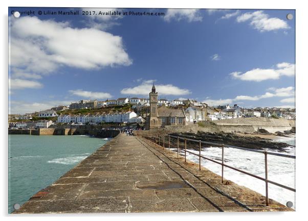 Porthleven from the Stone Pier. Acrylic by Lilian Marshall