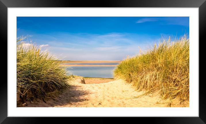 Through the dunes over to Budle Bay Framed Mounted Print by Naylor's Photography