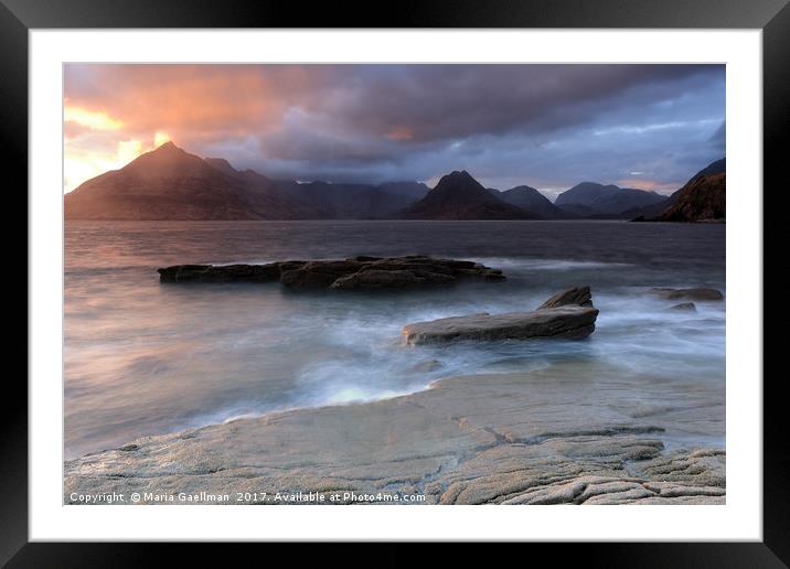 Overcast Cuillins at Sunset Framed Mounted Print by Maria Gaellman