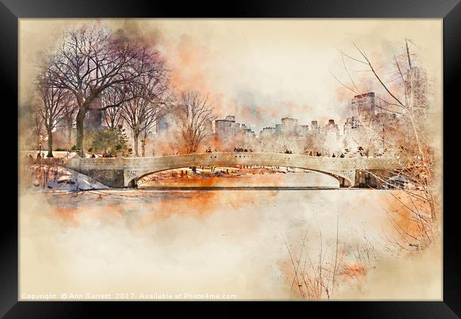 Bow Bridge Central Park New York Framed Print by Ann Garrett