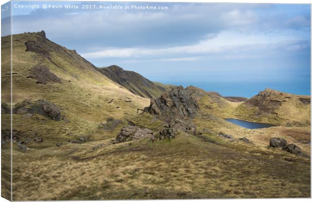 Looking down from The Old Man of Storr Canvas Print by Kevin White