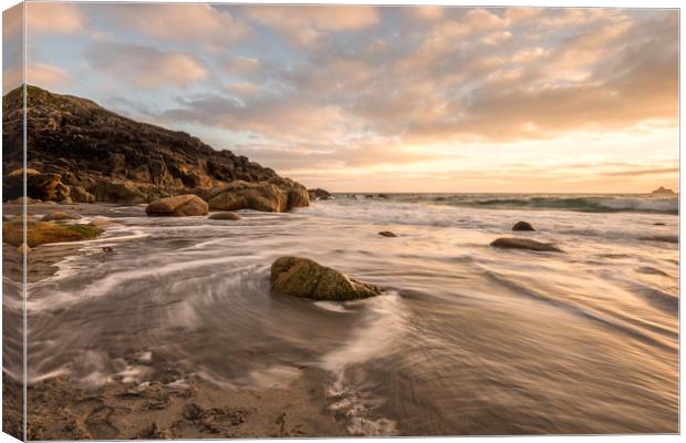 Porth Nanven Beach Canvas Print by Pam Sargeant