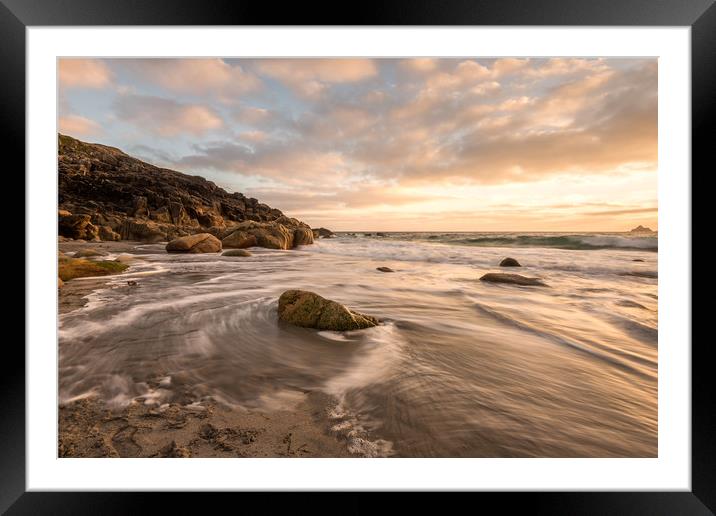 Porth Nanven Beach Framed Mounted Print by Pam Sargeant