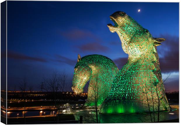 Kelpies by Night Canvas Print by Pam Sargeant