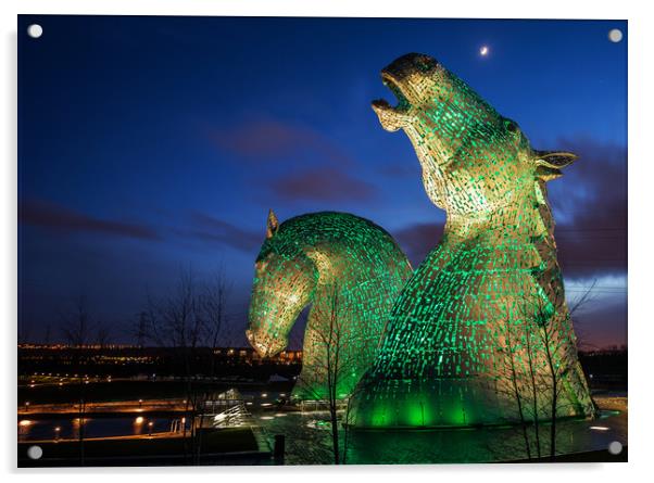Kelpies by Night Acrylic by Pam Sargeant
