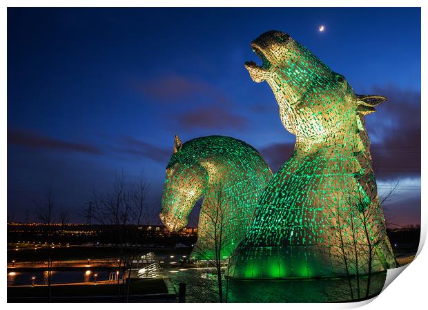 Kelpies by Night Print by Pam Sargeant