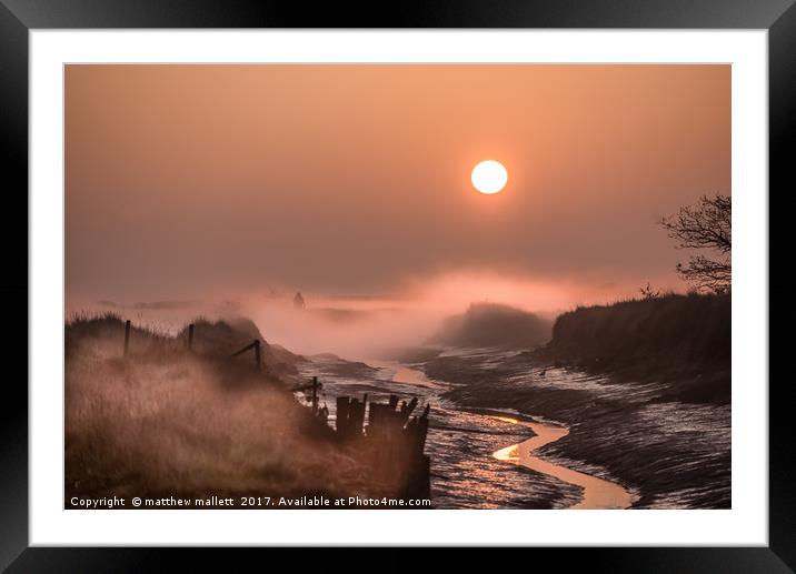 Misty Sunrise Over Beaumont Quay In Essex Framed Mounted Print by matthew  mallett