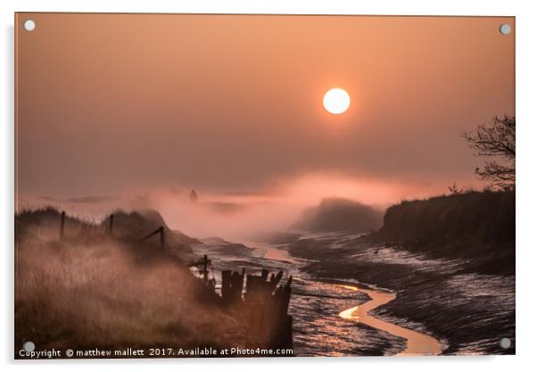 Misty Sunrise Over Beaumont Quay In Essex Acrylic by matthew  mallett