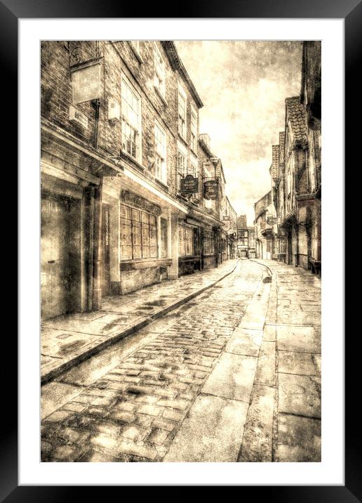 The Shambles York Vintage Framed Mounted Print by David Pyatt