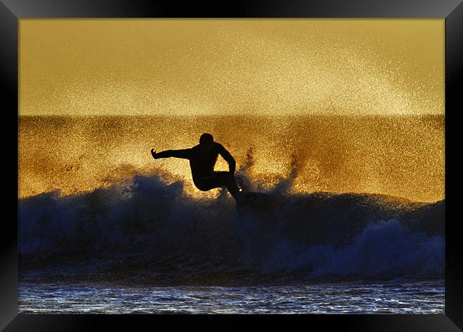Sunset Surfer Framed Print by Mike Gorton