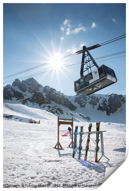 A big cablecar ride to the top of the mountain Print by Fabrizio Malisan