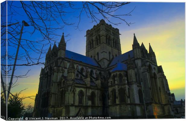 Cathedral of St John The Baptist at Dusk, Norwich, Canvas Print by Vincent J. Newman