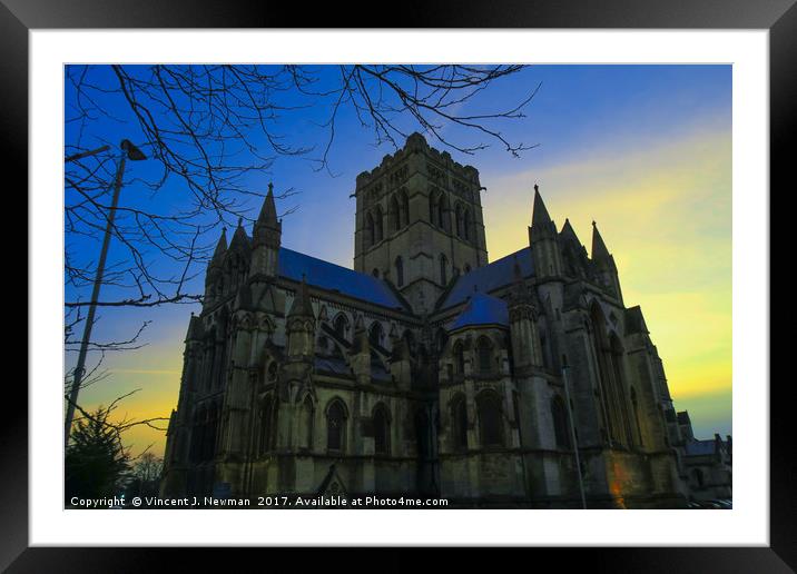 Cathedral of St John The Baptist at Dusk, Norwich, Framed Mounted Print by Vincent J. Newman