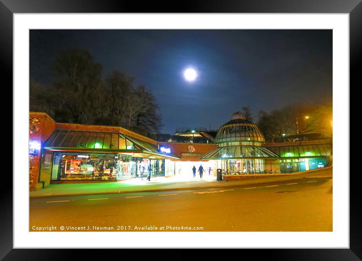 Full Moon Above Norwich Castle Mall, U.K Framed Mounted Print by Vincent J. Newman