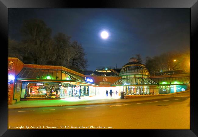Full Moon Above Norwich Castle Mall, U.K Framed Print by Vincent J. Newman