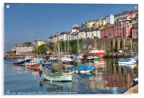 Sunny afternoon at Brixham Harbour in South Devon Acrylic by Rosie Spooner