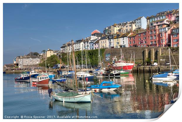 Sunny afternoon at Brixham Harbour in South Devon Print by Rosie Spooner