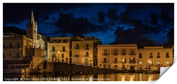 EVENING AT LIPARI HARBOUR, SICILY Print by Tony Sharp LRPS CPAGB