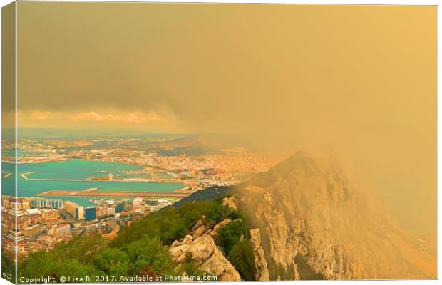 A Cloudy Gibraltar Canvas Print by Lisa PB