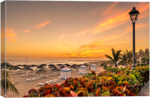 Sun Sets at Playa del Duque Canvas Print by Naylor's Photography