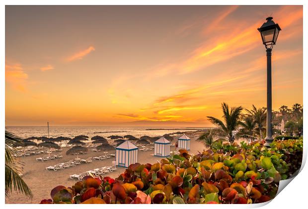 Sun Sets at Playa del Duque Print by Naylor's Photography