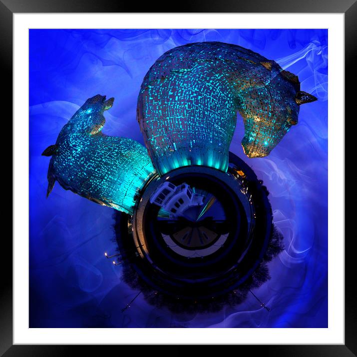 Kelpies at night blue square Framed Mounted Print by JC studios LRPS ARPS
